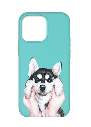 Матовий чохол з бірюзовими боками на apple iphone 13 pro :: мордочка (принт 121)