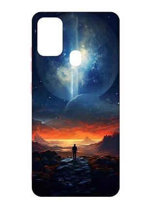 Чехол с розовыми боками на samsung galaxy m30s/m21 :: космос (принт 247)