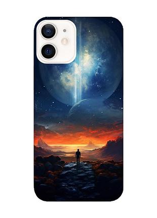 Чехол с розовыми боками на apple iphone 12 / 12 pro (6.1) :: космос (принт 247)