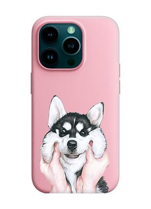 Матовый чехол с розовыми боками на apple iphone 14 pro :: мордочка (принт 121)