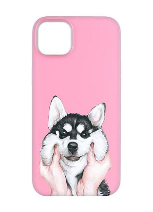 Матовий чохол з рожевими боками на apple iphone 14 :: мордочка (принт 121)