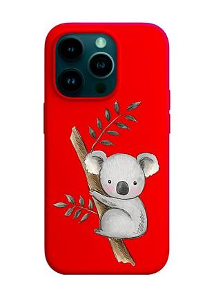Матовый чехол с красными боками на apple iphone 14 pro :: коала (принт 132)