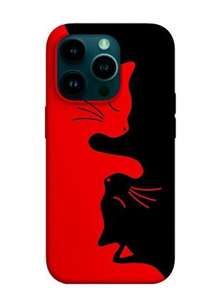 Матовый чехол с красными боками на apple iphone 14 pro :: кошечки (принт 118)