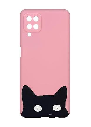 Матовый чехол с розовыми боками на samsung galaxy a12 :: кошечка (принт 119)