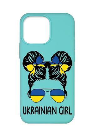 Матовий чохол з бірюзовими боками на apple iphone 13 pro :: українська дівчина (принт 113)