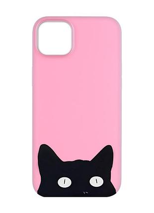Матовый чехол с розовыми боками на apple iphone 14 :: кошечка (принт 119)