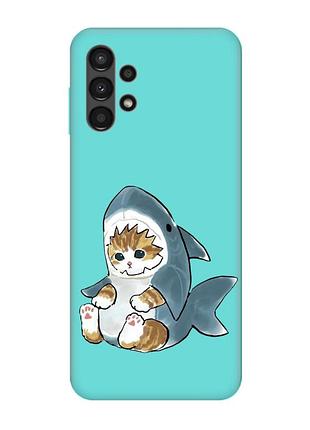 Матовый чехол с бирюзовыми боками на samsung galaxy a13 4g :: котёнок (принт 120)