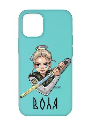 Матовий чохол з бірюзовими боками на apple iphone 12/12 pro (6.1) :: українська захисниця (принт 170)