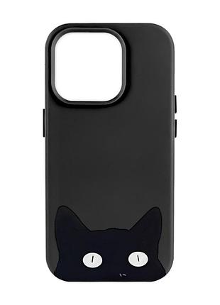 Матовый чехол с черными боками на apple iphone 14 pro max :: кошечка (принт 119)