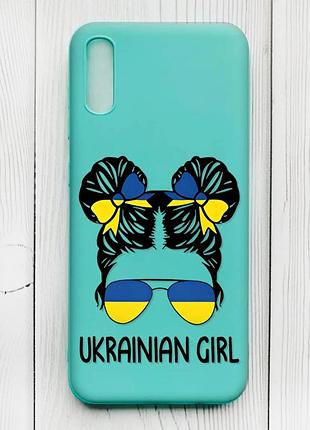 Матовый чехол с бирюзовыми боками на xiaomi redmi 9а :: украинская девушка (принт 113)