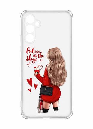 Чехол с утолщёнными углами на samsung galaxy a34 5g :: девушка с кофе (принт 137)
