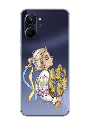 Прозорий чохол на realme 10 4g :: українка з колосками (патріотичний принт 173)