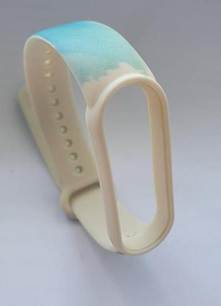 Браслет квітковий ремінець силіконовий для cмарт годинника xiaomi mi band 5,6 море