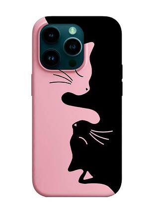 Матовий чохол з рожевими боками на apple iphone 14 pro :: котики (принт 118)