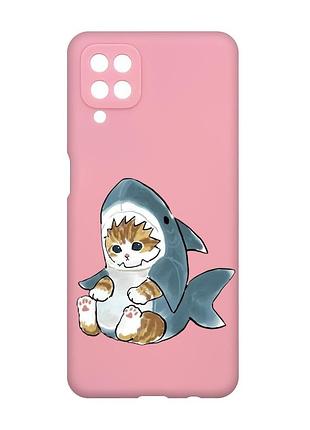 Матовый чехол с розовыми боками на samsung galaxy a12 :: котёнок (принт 120)