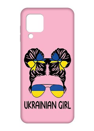 Матовий чохол з рожевими боками на samsung galaxy m32/a22/m22 4g :: українська дівчина (принт 113)