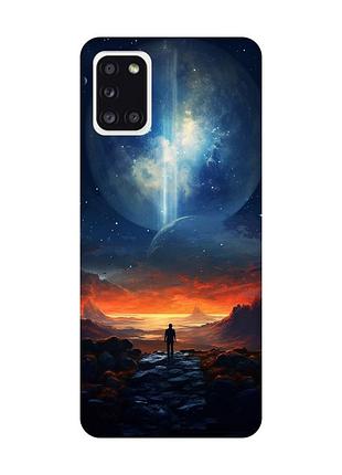 Чехол с розовыми боками на samsung galaxy a31 :: космос (принт 247)