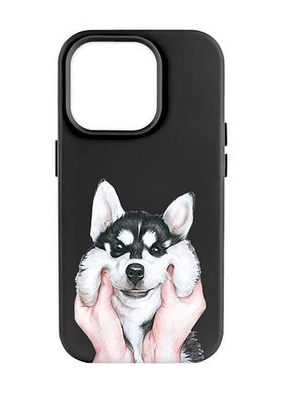 Матовый чехол с черными боками на apple iphone 14 pro max :: мордочка (принт 121)