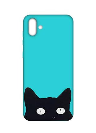 Матовый чехол с бирюзовыми боками на samsung galaxy a04 :: кошечка (принт 119)