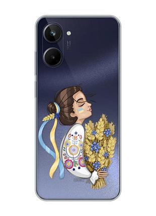 Прозорий чохол на realme 10 4g :: українка з колосками (патріотичний принт 172)