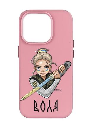 Матовый чехол с розовыми боками на apple iphone 14 pro max :: украинская защитница (принт 170)