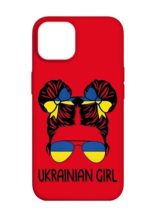 Матовий чохол з червоними боками на apple iphone 14 :: українська дівчина (принт 113)