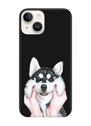 Матовый чехол с черными боками на apple iphone 14 :: мордочка (принт 121)