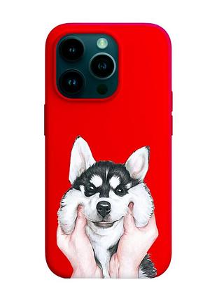 Матовий чохол з червоними боками на apple iphone 14 pro :: мордочка (принт 121)