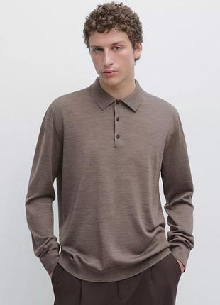 Мужской свитер-поло massimo dutti 100% шерсть мериноса
