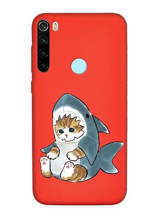 Матовый чехол с красными боками на xiaomi redmi note 8t :: котёнок (принт 120)