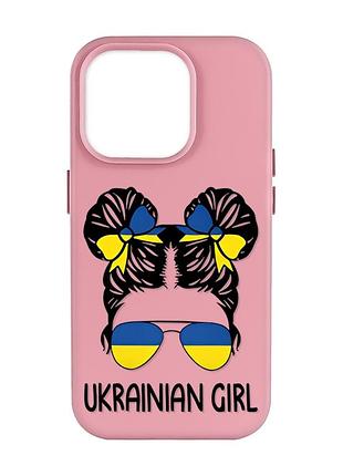 Матовый чехол с розовыми боками на apple iphone 14 pro max :: украинская девушка (принт 113)
