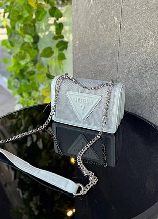 Женская сумка guess, брендовая сумка гесс, сумка через плечо, кросс боди, crossbody голубой