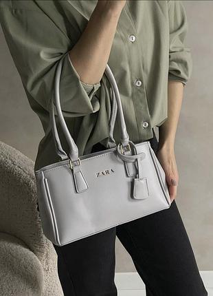 Женская сумка zara, сумка зара, сумка на плечо, офисная сумка сірий