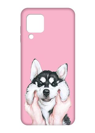 Матовый чехол с розовыми боками на samsung galaxy m32/a22/m22 4g :: мордочка (принт 121)