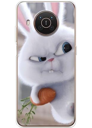 Чехол силиконовый с картинкой на nokia x10 (кролик снежок)
