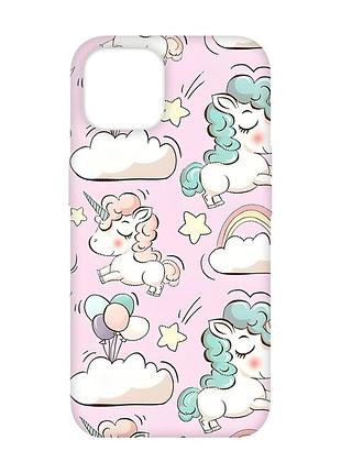 Чехол с красными боками на apple iphone 14 :: единороги (принт 106)
