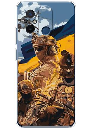 Чехол силиконовый с картинкой на xiaomi redmi 12c (патриотический, воины всу)