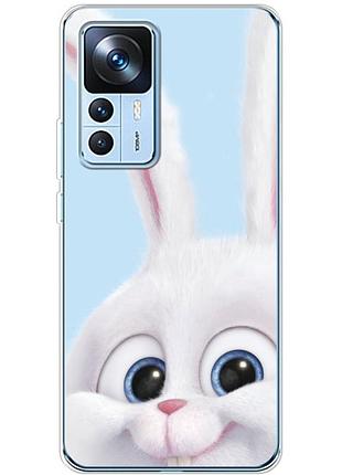 Чехол силиконовый с картинкой на xiaomi 12t (кролик снежок)