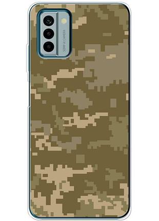 Чехол силиконовый с картинкой на nokia g22 (патриотический, камуфляж пиксель)