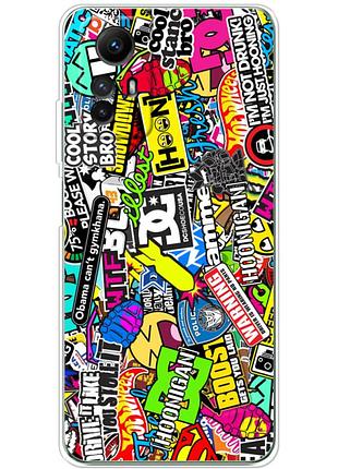 Чохол силіконовий з картинкою на xiaomi redmi note 12s (кольорові наклейки)