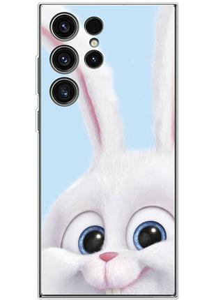 Чехол силиконовый с картинкой на samsung galaxy s23 ultra (s918) (кролик снежок)