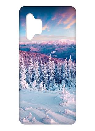 Чехол с красными боками на samsung galaxy a32 :: зимние горы (принт 163)