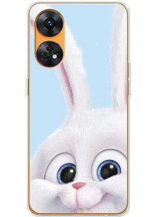 Чехол силиконовый с картинкой на oppo reno 8t 4g (кролик снежок)