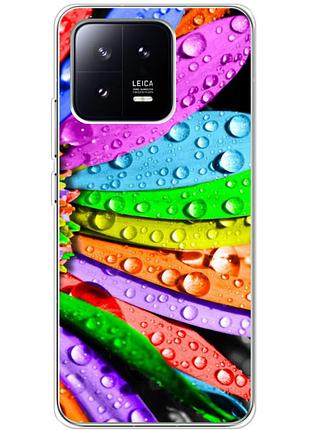 Чехол силиконовый с картинкой на xiaomi 13 (цветные листья)