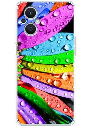 Чехол силиконовый с картинкой на oppo reno 7 lite 5g (цветные листья)