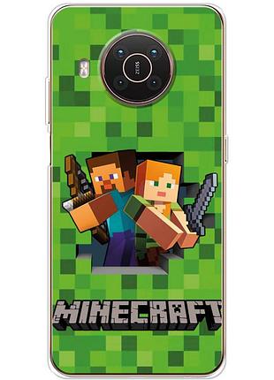 Чехол силиконовый с картинкой на nokia x10 (майнкрафт, minecraft)