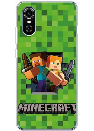 Чехол силиконовый с картинкой на zte blade a31 plus (майнкрафт, minecraft)