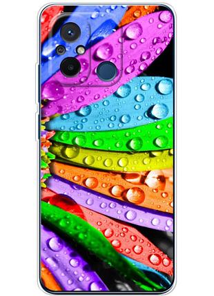 Чехол силиконовый с картинкой на xiaomi redmi 12c (цветные листья)