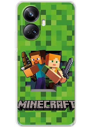 Чехол силиконовый с картинкой на realme 10 pro plus (майнкрафт, minecraft)