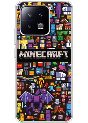 Чехол силиконовый с картинкой на xiaomi 13 (майнкрафт, minecraft)